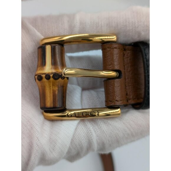 Gucci Dollar Pigprint Leather Bamboo Belt Brown 70cm 699954 main image 5